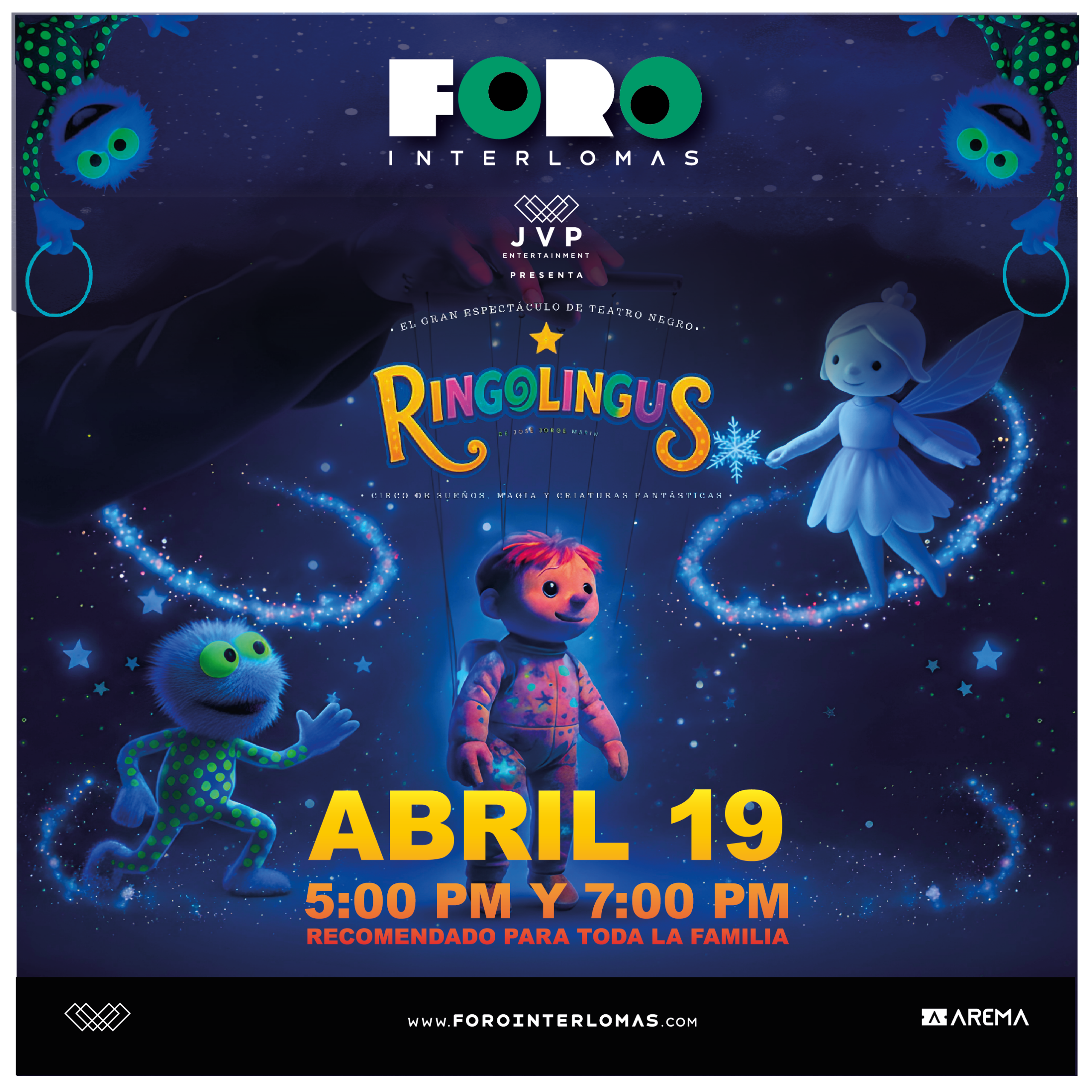 RINGOLINGUS 19 de ABRIL 5 Y 7 PM